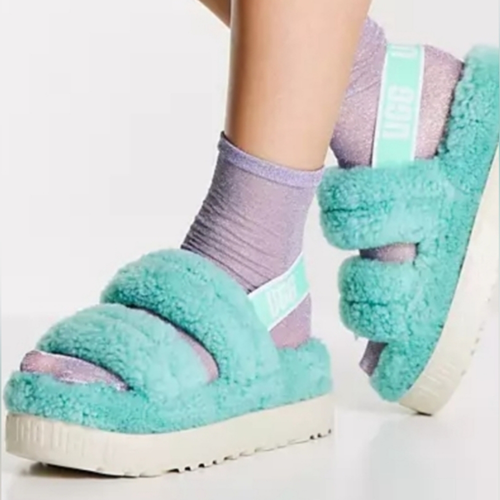 UGG Oh Fluffita Platform Tide Pool Slides Size 9 Like New MSRP $110